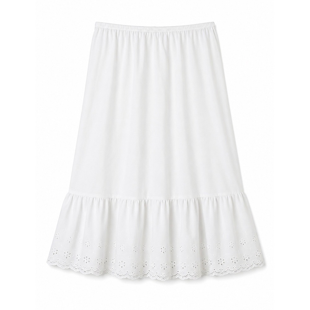Vtg Wonder Maid White Half Slip Eyelet Lace Ruffle Hem S 25" Waist Cottagecore